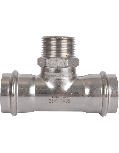 Тройник переходной ROMMER 35x1"х35 НР для нержавеющих труб пресс
