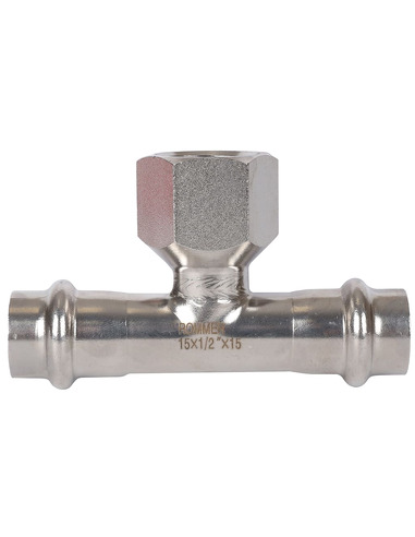 Тройник переходной ROMMER 15x1/2"х15 ВР для нержавеющих труб пресс