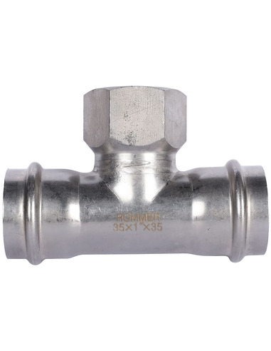 Тройник переходной ROMMER 35x1"х35 ВР для нержавеющих труб пресс