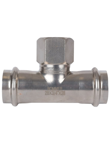 Тройник переходной ROMMER 28x3/4"х28 ВР для нержавеющих труб пресс