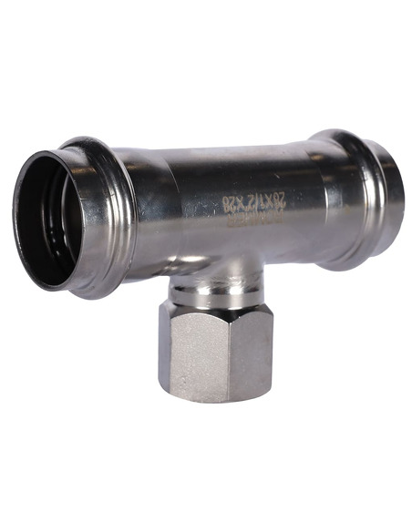 Тройник переходной ROMMER 28x1/2"х28 ВР для нержавеющих труб пресс