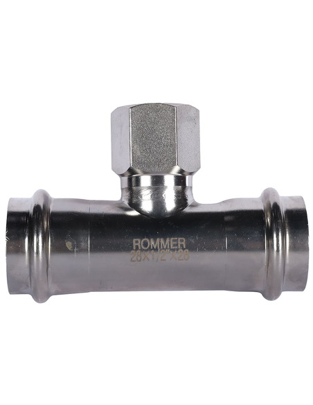 Тройник переходной ROMMER 28x1/2"х28 ВР для нержавеющих труб пресс