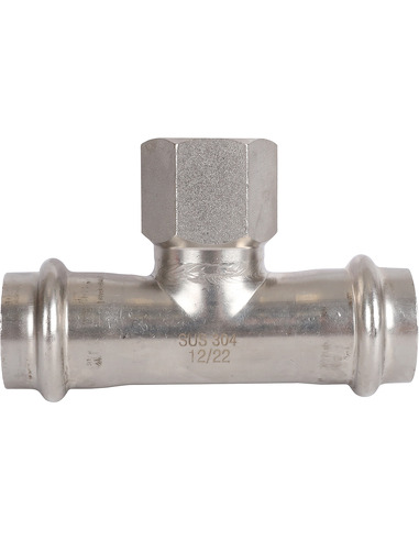 Тройник переходной ROMMER 22x1/2"х22 ВР для нержавеющих труб пресс