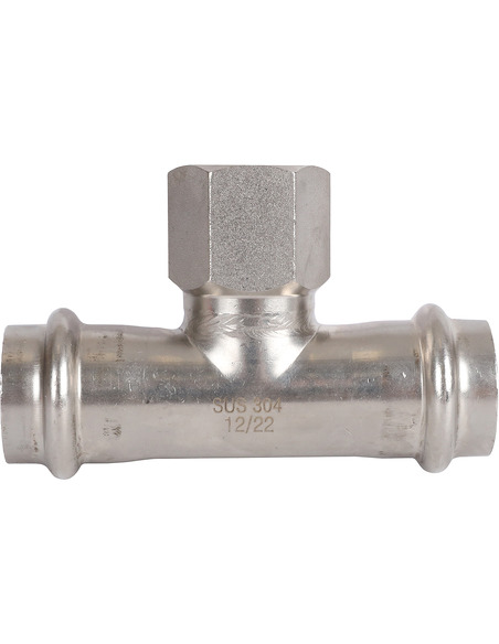 Тройник переходной ROMMER 22x1/2"х22 ВР для нержавеющих труб пресс