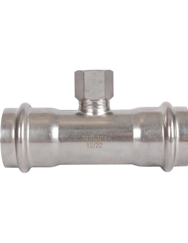 Тройник переходной ROMMER 42x1/2"х42 ВР для нержавеющих труб пресс