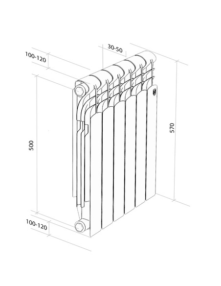 Алюминиевый радиатор Royal Thermo Revolution 2.0 500 х6