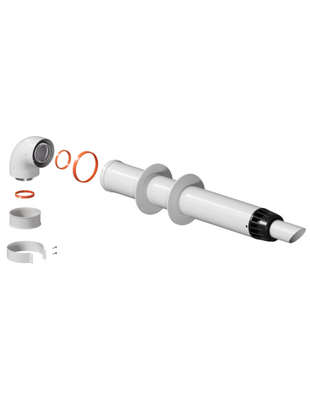 Комплект дымохода ROMMER Ø60/100 - 1000мм подключение через хомут, антилёд