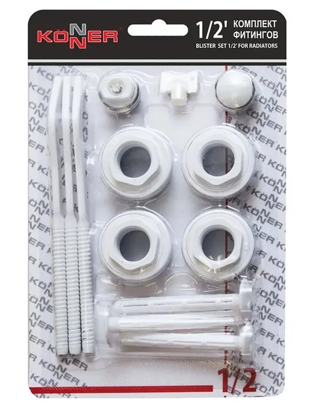 Монтажный комплект KONNER 1/2" белый c 3мя кронштейнами Монтажный комплект KONNER 1/2" белый c 3мя кронштейнами