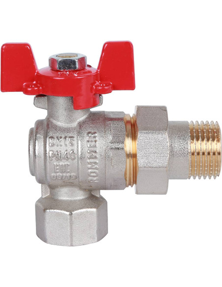 Кран шаровой ROMMER 1/2" угловой со сгоном (бабочка)