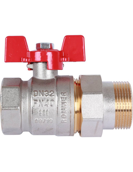 Кран шаровой ROMMER 1 1/4" со сгоном (бабочка)