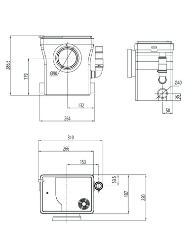 Канализационная установка UNIPUMP SANIVORT 405 M (8м) Compact