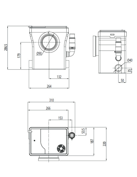 Канализационная установка UNIPUMP SANIVORT 405 M (8м) Compact